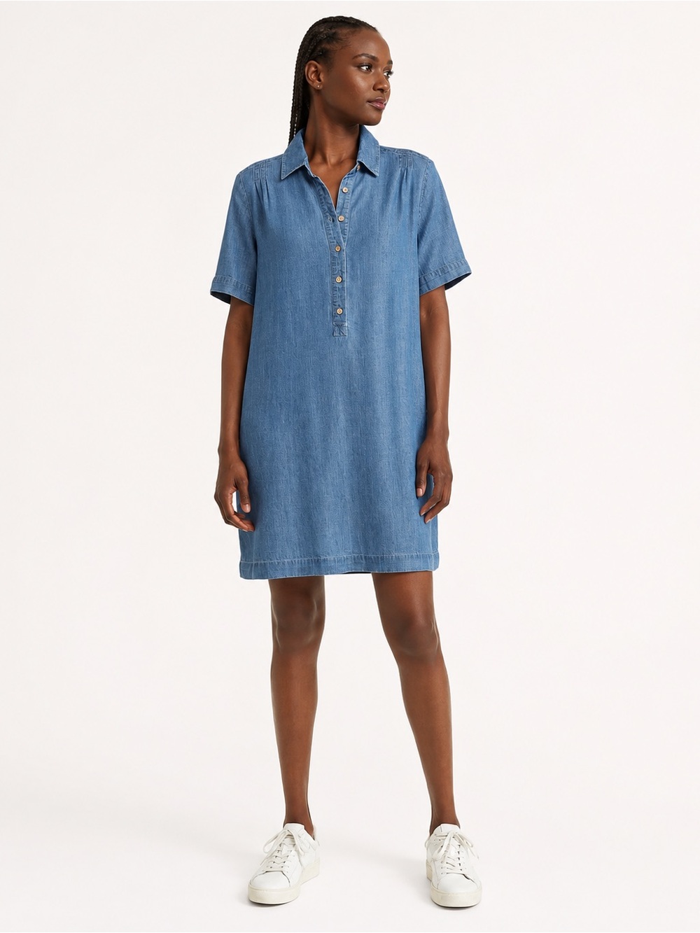 Faherty Hana Chambray Mini Shirtdress Tencel Linen XS Blue